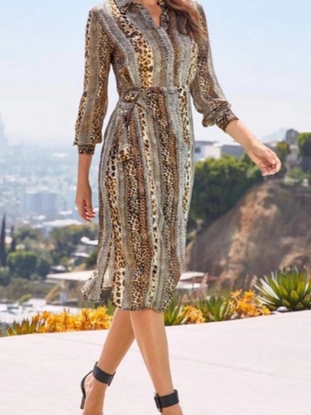 Sam Edelman Animal Print MIDI Dress Career Professional Sz 8